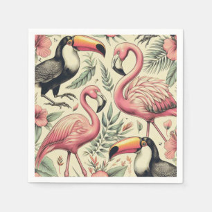 Flamingo en Toucan Naadloos Servet