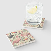  Flamingo en Toucan Naadloos Stenen Onderzetter (Zijkant)