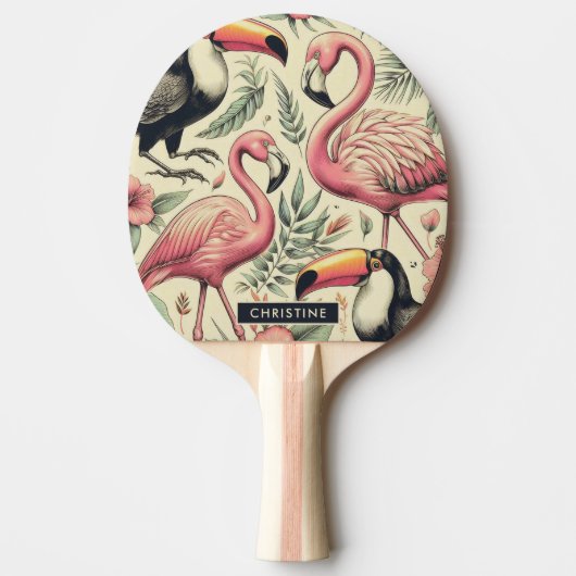 Flamingo en Toucan Naadloos Tafeltennisbatje (Voorkant)