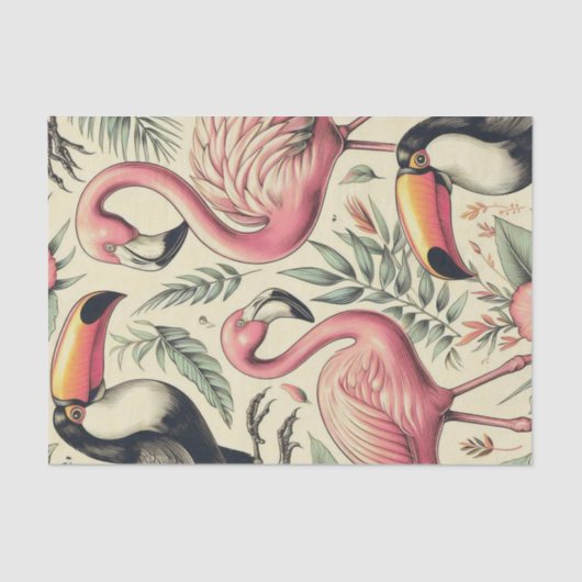  Flamingo en Toucan Naadloos Tissuepapier (Voorkant)