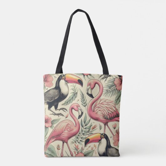 Flamingo en Toucan Naadloos Tote Bag (Achterkant)