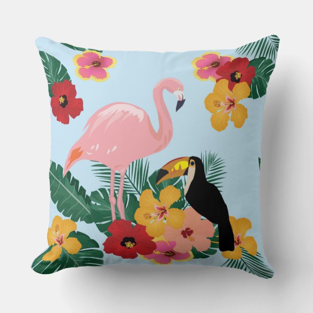 Flamingo en Toucan Pillow Kussen (Voorkant)
