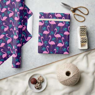 Flamingo en Tropische Bladeren Cadeaupapier