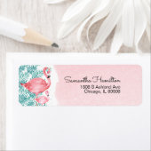 Flamingo en tropische bladeren roze Baby shower Etiket (Insitu)