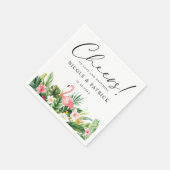 Flamingo en tropische bloemen zomerbruiloft servet (Hoek)