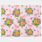 Flamingo en Vlinders 1 Fleece Deken (Voorkant (Horizontaal))