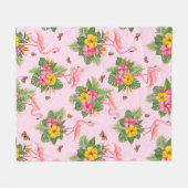 Flamingo en Vlinders 1 Fleece Deken (Voorkant (Horizontaal))