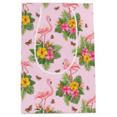 Flamingo en Vlinders 1 Medium Cadeauzakje (Voorkant)