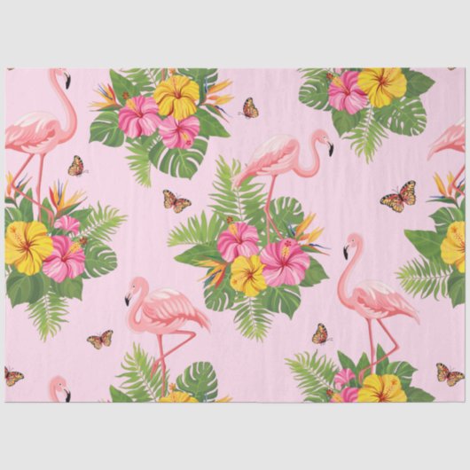 Flamingo en Vlinders 1 Tissuepapier (Voorkant)
