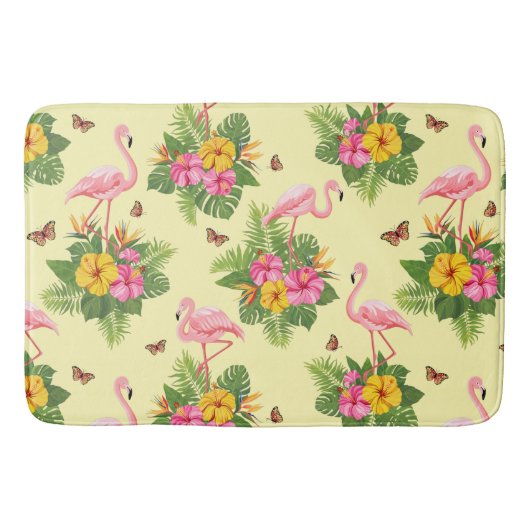Flamingo en Vlinders 2 Badmat (Voorkant)