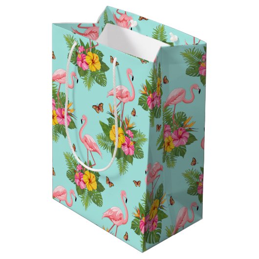 Flamingo en Vlinders 2 Medium Cadeauzakje (Achterkant Gekanteld)