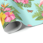 Flamingo en Vlinders 3 Cadeaupapier (Rol Hoek)
