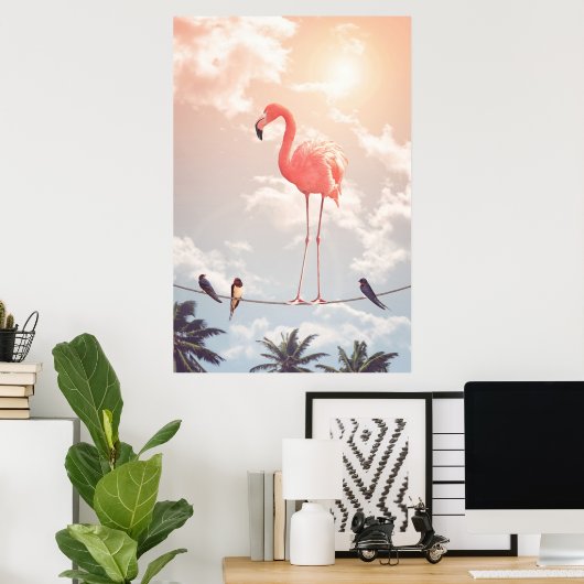 FLAMINGO EN VRIENDEN POSTER (Thuiskantoor)