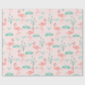 flamingo en waterleliepatroon cadeaupapier (Vlak)