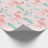 flamingo en waterleliepatroon cadeaupapier (Hoek)