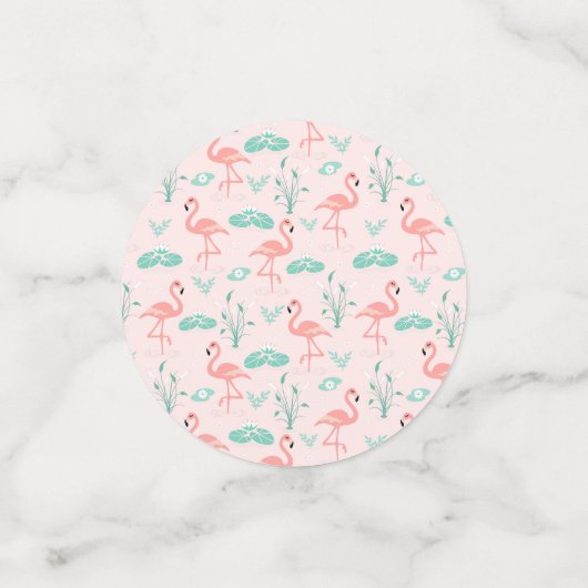  flamingo en waterleliepatroon confetti (Kleine voorkant)