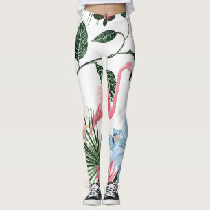 Flamingo Exotische Bloemen Tropisch Naadloos Leggings