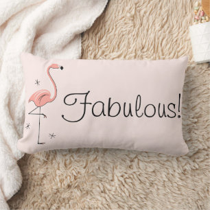 Flamingo "Fabulous!" gestript op een lendenstaart Kussen