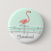 Flamingo 'Fabulous!' knop groen Ronde Button 5,7 Cm (Voorkant)