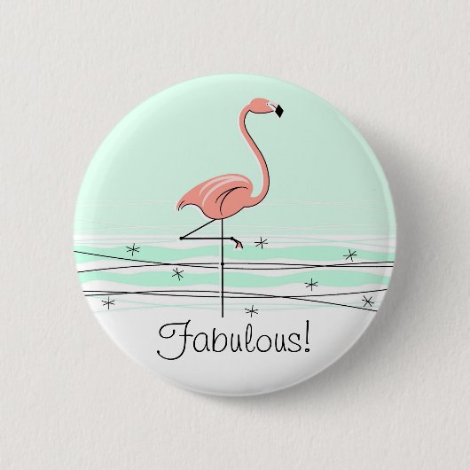 Flamingo 'Fabulous!' knop groen Ronde Button 5,7 Cm (Voorkant)