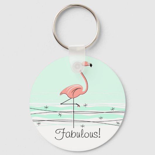 Flamingo 'Fabulous' sleutelketen groen Sleutelhanger (Voorkant)