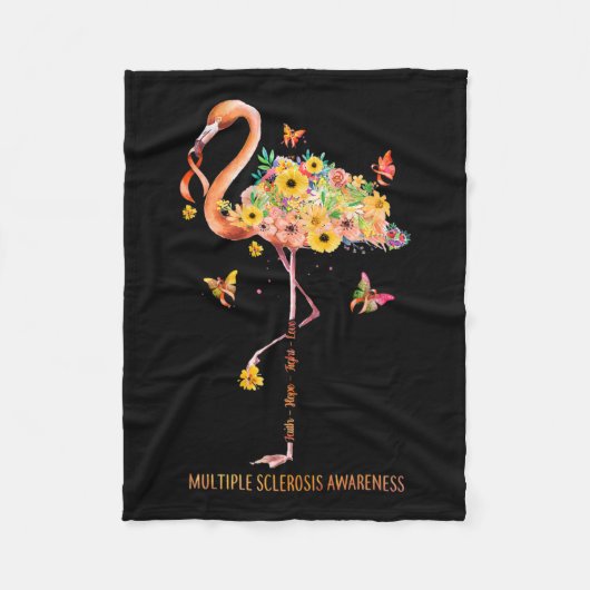 Flamingo Faith Hope Fight Cure Multiple Sclerosis Fleece Deken (Voorkant)