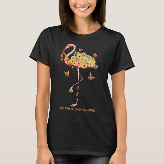 Flamingo Faith Hope Fight Cure Multiple Sclerosis T-shirt (Voorkant)