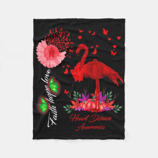 Flamingo Faith Hope Love Heart Disease Awareness Fleece Deken (Voorkant)