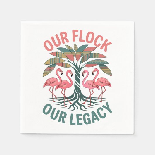 Flamingo Family reünie onze kudde onze erfenis Servet (Voorkant)