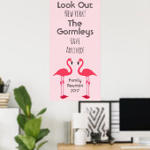 Flamingo Family Reunion Pink Poster Cute (Thuiskantoor)