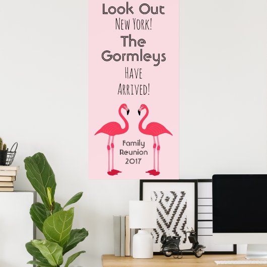 Flamingo Family Reunion Pink Poster Cute (Thuiskantoor)