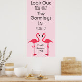 Flamingo Family Reunion Pink Poster Cute (Keuken)