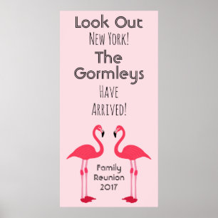 Flamingo Family Reunion Pink Poster Cute