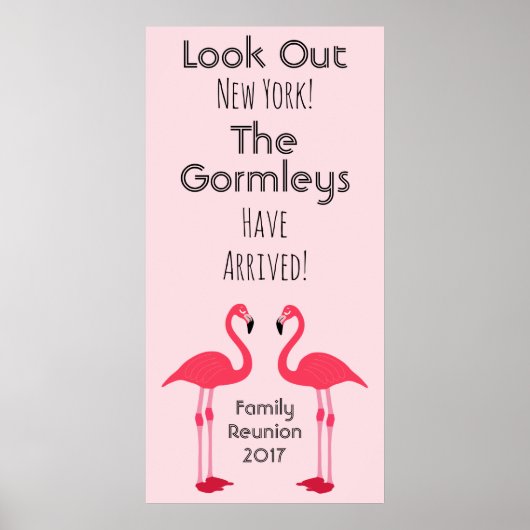 Flamingo Family Reunion Pink Poster Cute (Voorkant)