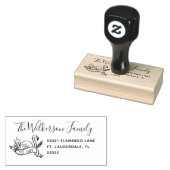 Flamingo Family Typographic Address Label Rubberstempel (Gestempeld)