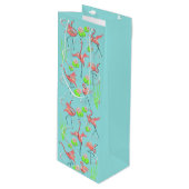 Flamingo Fandango cadeautas tas wijn (Voorkant Gekanteld)