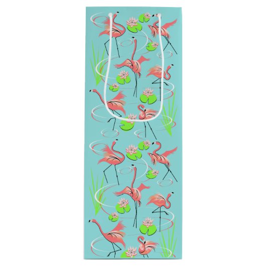 Flamingo Fandango cadeautas tas wijn (Voorkant)