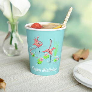 Flamingo Fandango Duo 2 Happy Birthday Papieren Bekers