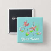 Flamingo Fandango Duo 2 knopvierkant Vierkante Button 5,1 Cm (Voorkant /achterkant)