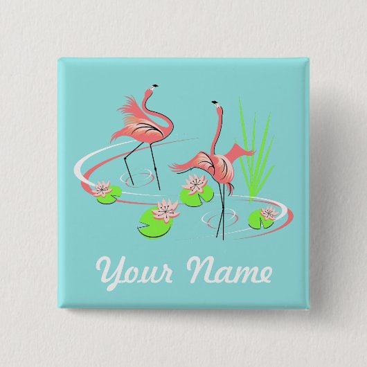 Flamingo Fandango Duo 2 knopvierkant Vierkante Button 5,1 Cm (Voorkant)
