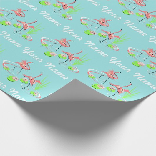 Flamingo Fandango Duo 2 Naam cadeaupapier (Hoek)