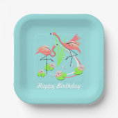 Flamingo Fandango Duo Happy Birthday plein Papieren Bordje (Voorkant)
