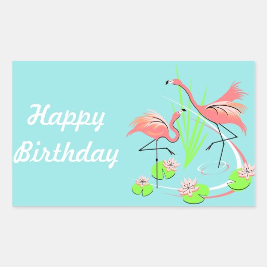 Flamingo Fandango Duo Happy Birthday sticker (Voorkant)