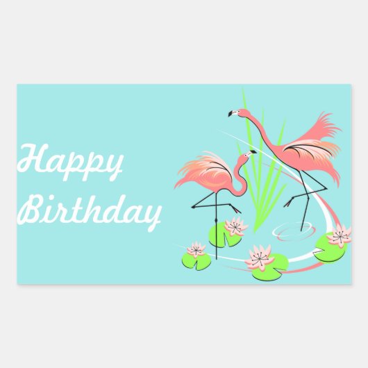 Flamingo Fandango Duo Happy Birthday sticker (Voorkant)