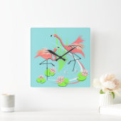 Flamingo Fandango Duo klokvierkant Vierkante Klok (Huis)