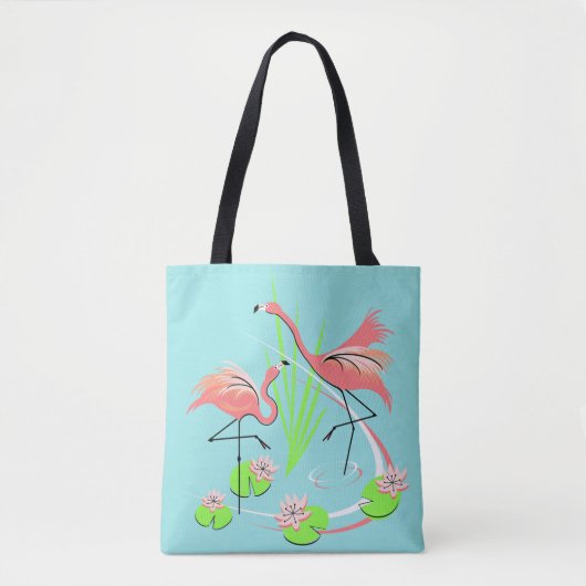 Flamingo Fandango Duo over de roze rug van het tas (Voorkant)