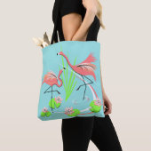Flamingo Fandango Duo over de roze rug van het tas (Dichtbij)