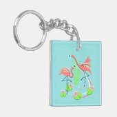 Flamingo Fandango Duo sleutelhanger acrylvierkant (Voorkant Links)