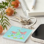 Flamingo Fandango Duo sleutelhanger acrylvierkant (Voorkant Rechts)