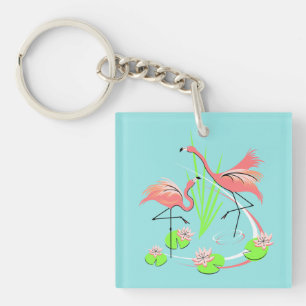 Flamingo Fandango Duo sleutelhanger acrylvierkant